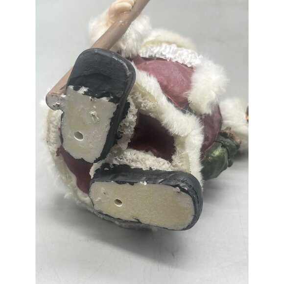 Christmas Santa figurine lantern bear toys staff foe fur red white 5.5" READ - Picture 8 of 8